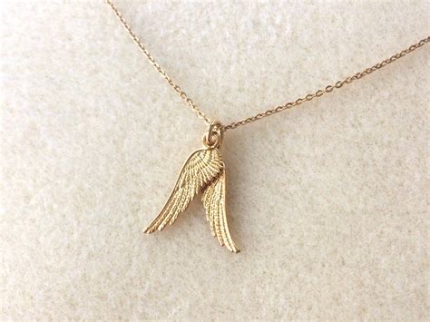 18ct Gold Over Sterling Silver Angel Wings Necklace Etsy