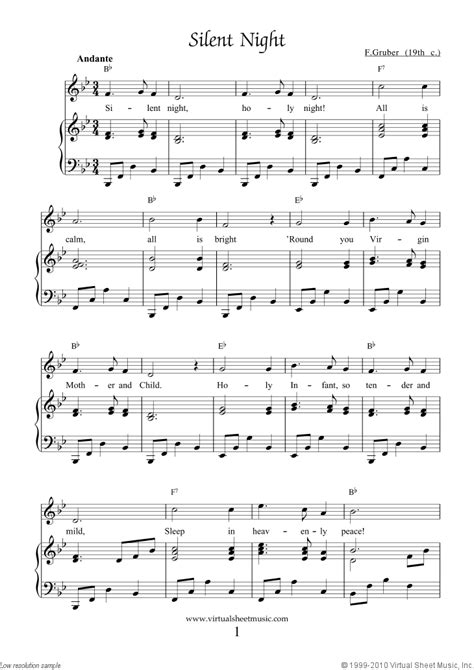Silent Night Sheet Music For Piano Voice Or Other