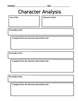Character Analysis Worksheet By Mightier Than The Sword TpT Handwriting Worksheets Alphabet