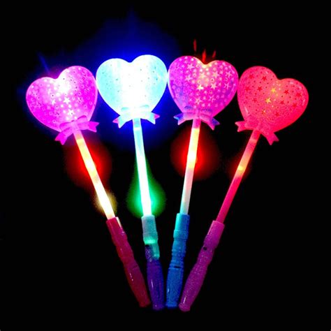 Novelty Heart Shaped Led Light Toys Magic Wand Led Lighting Toys Flashing Glowing Light Up Wands