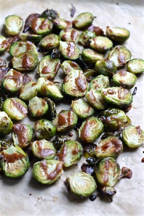 Roasted Brussels Sprouts With Balsamic Almond Dressing Fit Mitten