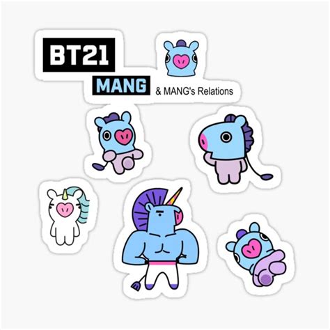 Bt21 Mang And Mangs Relations Sticker Pack Sticker By Rmint99 Redbubble