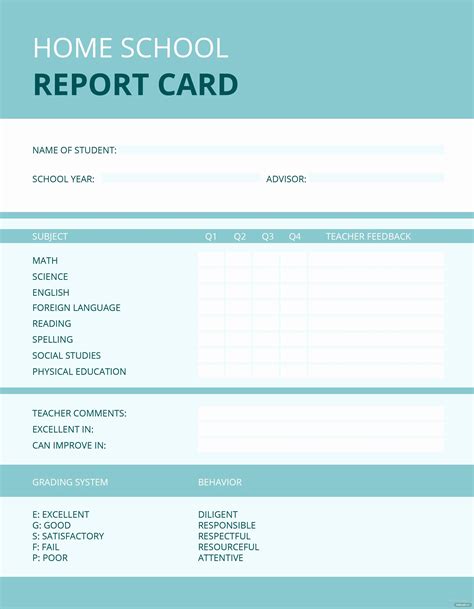 Middle School Report Card Template Fresh Free Home School