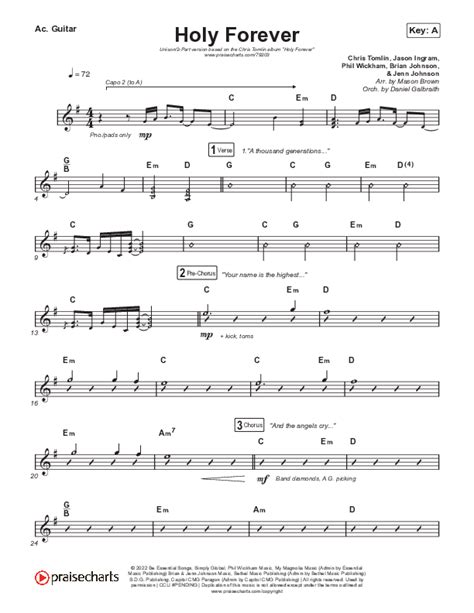 Holy Forever Unison 2 Part Choir Acoustic Guitar Sheet Music PDF