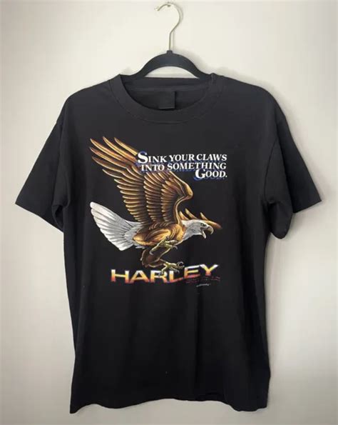 Vtg Harley Davidson T Shirt Size L D Emblem Single Stitch Eagle S