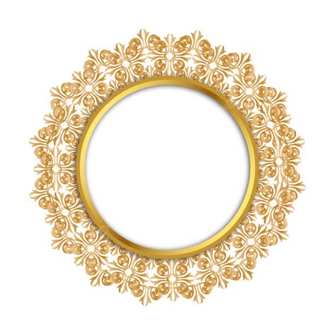 Gambar Bingkai Lingkaran Emas Mewah Transparan Dengan Pola Melingkar