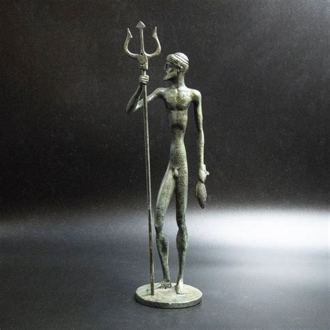 Greek Olympian God Of Sea Poseidon Statue With Trident Bronze Etsy In Poseidon Statue