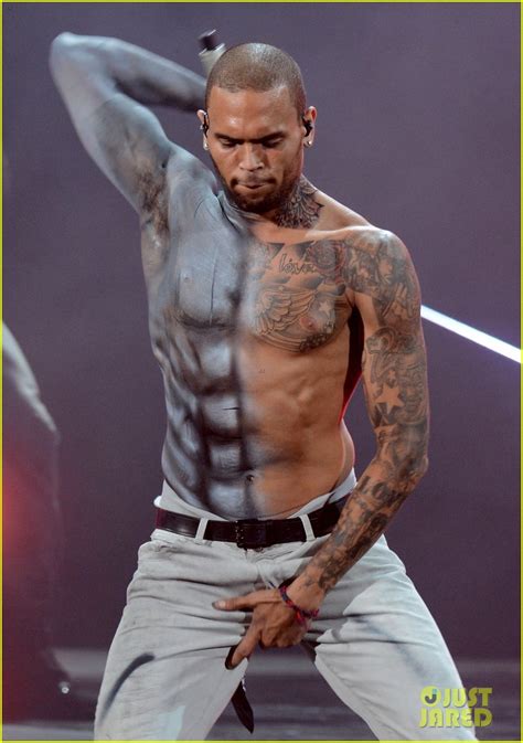 Chris Brown Shirtless For Bet Awards Performance Photo