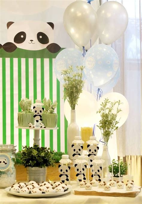 Panda Themed Baby Celebration White Balloons Panda Baby Showers