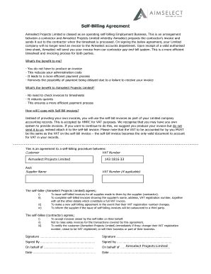 Self Billing Agreement Template Fill And Sign Printable Template Online