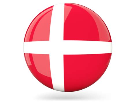 The flag was first used as a maritime flag before it was used by the danish army in the 18th century. Glossy round icon. Illustration of flag of Denmark