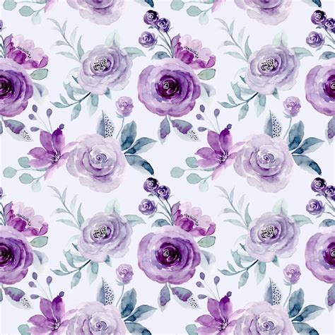 Premium Vector Soft Purple Floral Watercolor Seamless Pattern