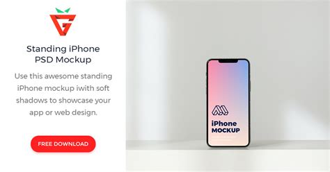 Standing Iphone Psd Mockup