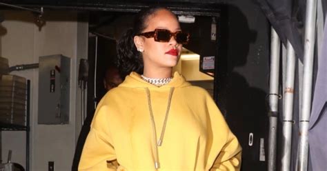 Rihanna Wears A Slinky Yellow Skirt And Matching Sweatshirt In La