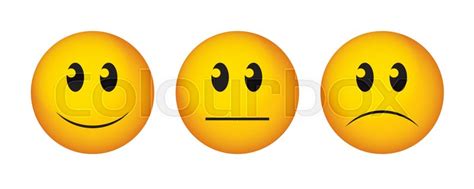 Click on the happy face and click. Happy, straight face and sad emoticon. ... | Stock vector ...