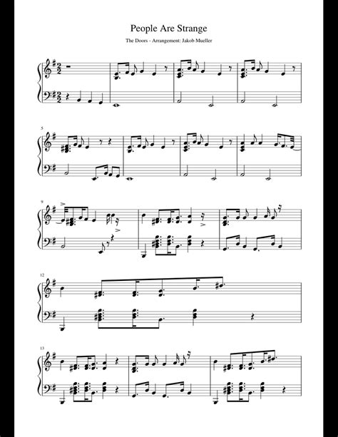 People Are Strange The Doors Sheet Music For Piano Download Free In
