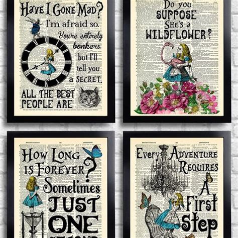 Alice In Wonderland Art Print Set Alice Print Alice Quotes Etsy