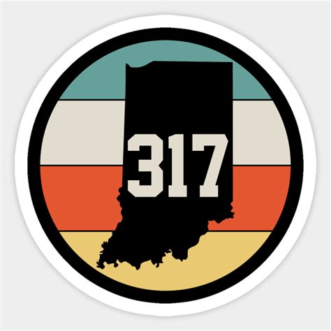 317 Area Code Indiana Indianapolis Retro 317 Area Code Sticker