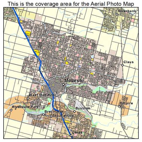 Aerial Photography Map Of Modesto Ca California