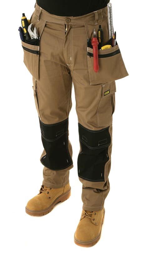 Mens Site King Multi Pocket Cargo Work Trousers With An Elasticated