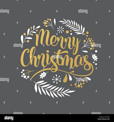 Merry Christmas Background With Typography Lettering Greeting Card