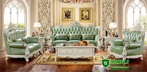 kursi tamu kayu ukiran mewah elegan warna hijau wali furniture