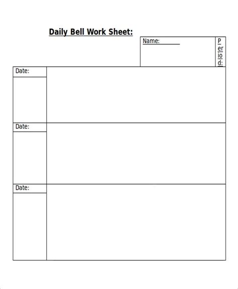 Work Sheet Template