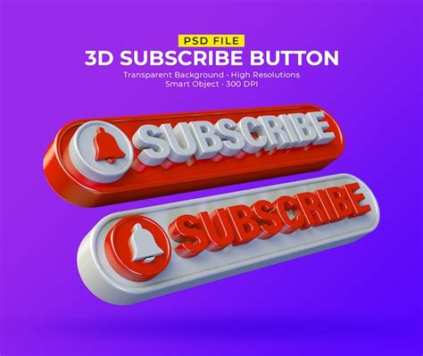 3d Subscribe Button Design Premium Psd File