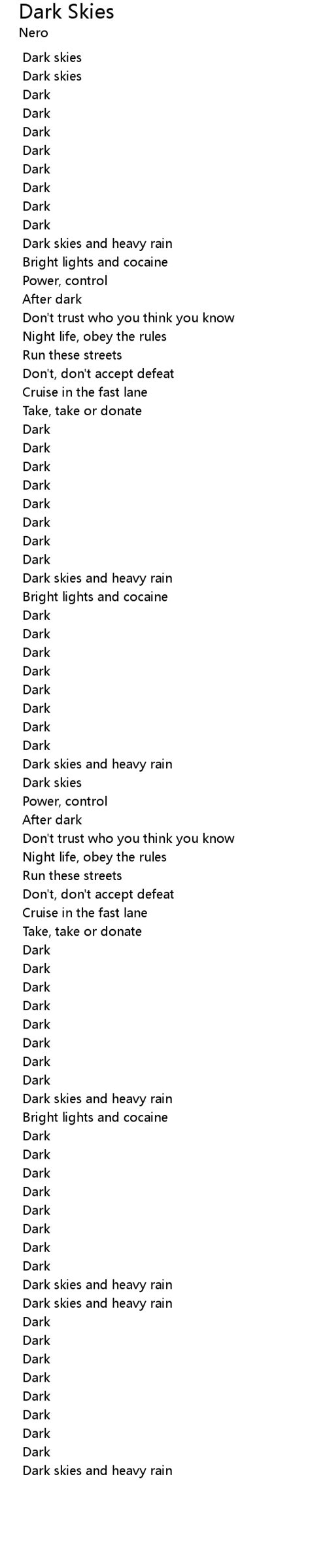 Dark Skies Lyrics Follow Lyrics