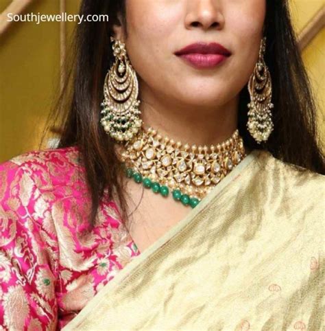 Uncut Diamond Choker And Chandbalis Indian Jewellery Designs