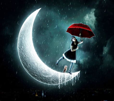 Girl And Moon Night Wallpapers Wallpaper Cave