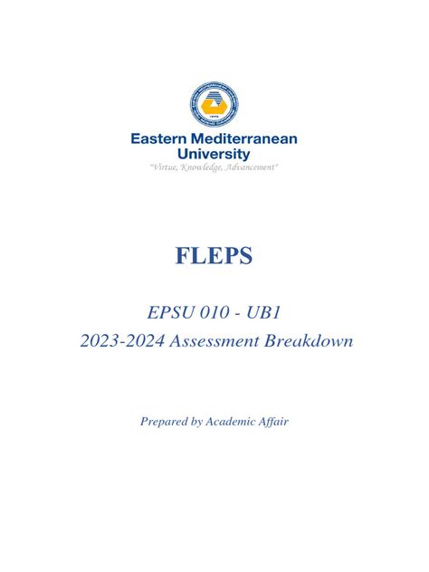 Emu Fleps 2023 24 Ub1 Assessment Breakdown Pdf Educational