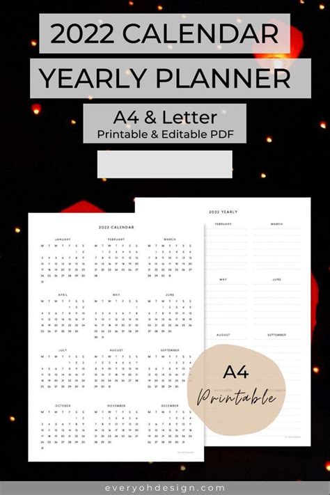 2022 2023 Calendar Yearly Planner A4 And Letter Printable Etsy Video