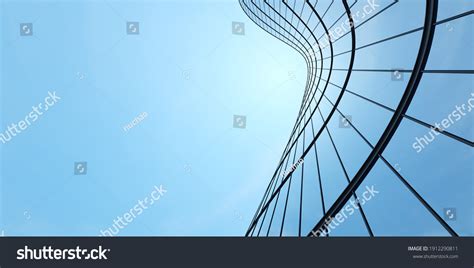 Low Angle View Futuristic Architecture Skyscraper Stock Illustration