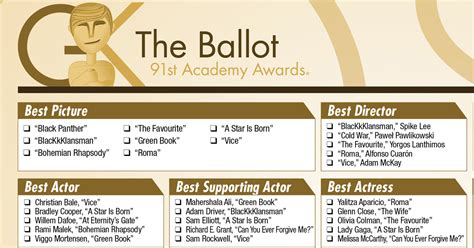 Oscars 2019 Download Our Printable Ballot The Gold Knight Latest