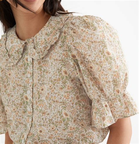 Floral Print Puff Sleeve Blouse In 2021 Puff Sleeve Blouse Puff