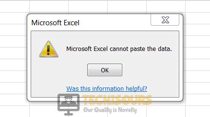 Microsoft Excel Cannot Paste The Data Techisours