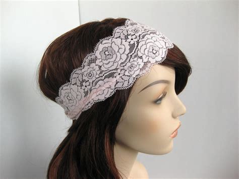 Stretch Lace Headband Pale Pink Roses Head Wrap Women S Hairband Hair