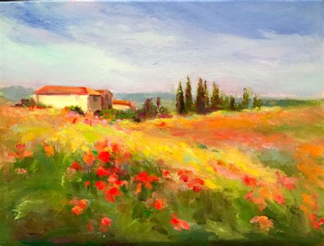 Original Oil Painting By Tina Wassel Keck 9x12 Tuscan Hillside