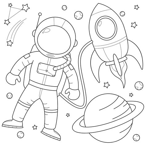 Premium Vector Astronaut With Rocket In Space Suitable For Childrens