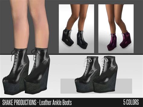 The Sims Resource 42 Leather Ankle Boots By Shakeproductions • Sims 4