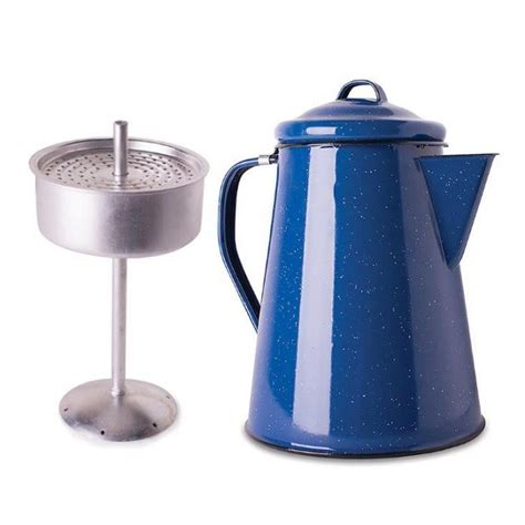 It's perfect for a great cup of iced coffee while camping! Stansport Enamel Coffee Pot 8 Cup Percolator With Basket