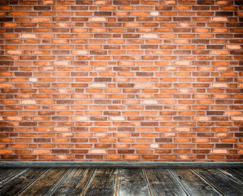 Brick Wall And Wooden Floor Background Stock Illustration