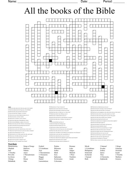 All The Books Of The Bible Crossword Wordmint