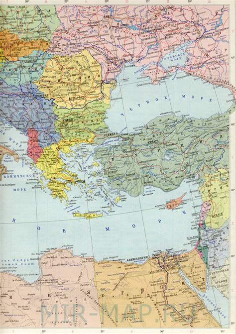 Политическая карта Европы - страны Средиземного моря. Политическая ...