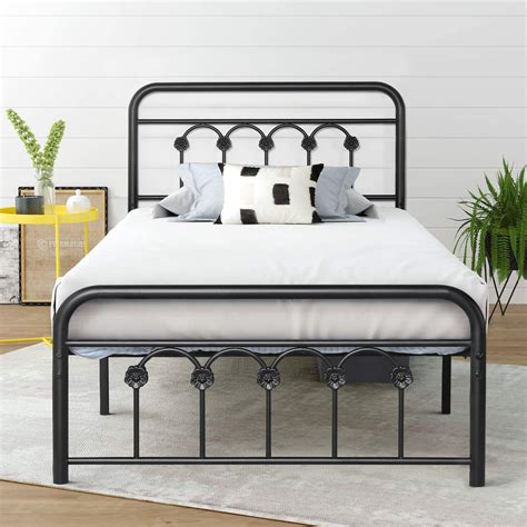 Vecelo 122 Metal Platform Bed Frame With Headboard And Footboard Mattress Foundation No Box