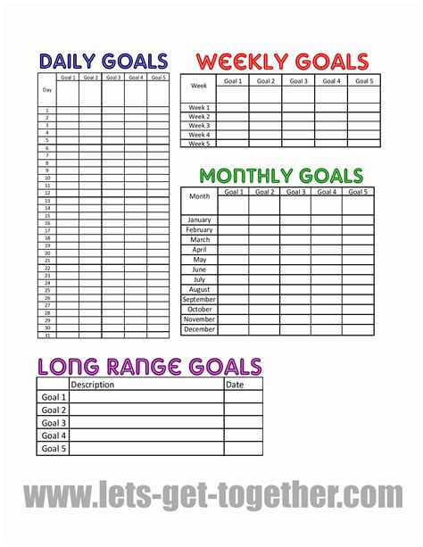 Goals Spreadsheet Of New Year Goal Setting Tips Free Printable Goals