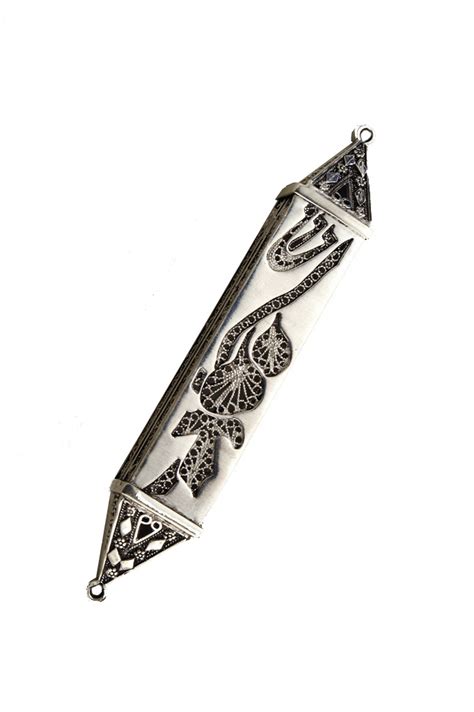 Adorned Silver Mezuzah Case Baltinester Jewelry And Judaica
