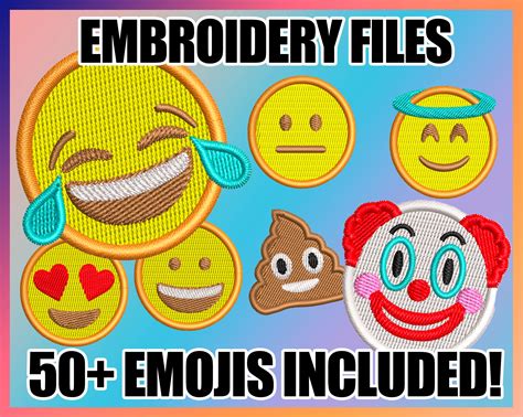 15 Emoji Embroidery Files 56 Total Emojis Instant Download Etsy