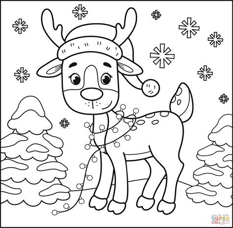 Christmas Reindeer Coloring Page Free Printable Coloring Pages